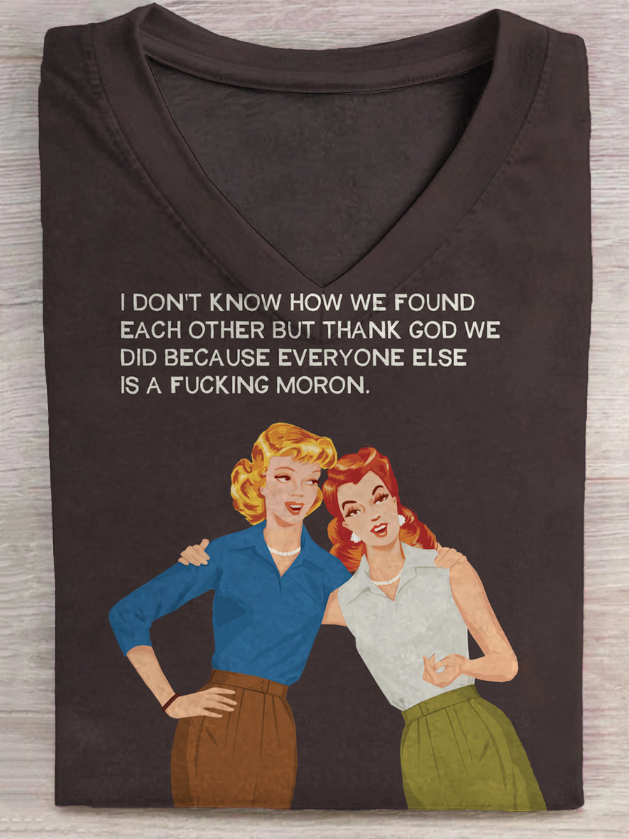 vintage funny art print casual topVintage Funny Art Print Casual Tops