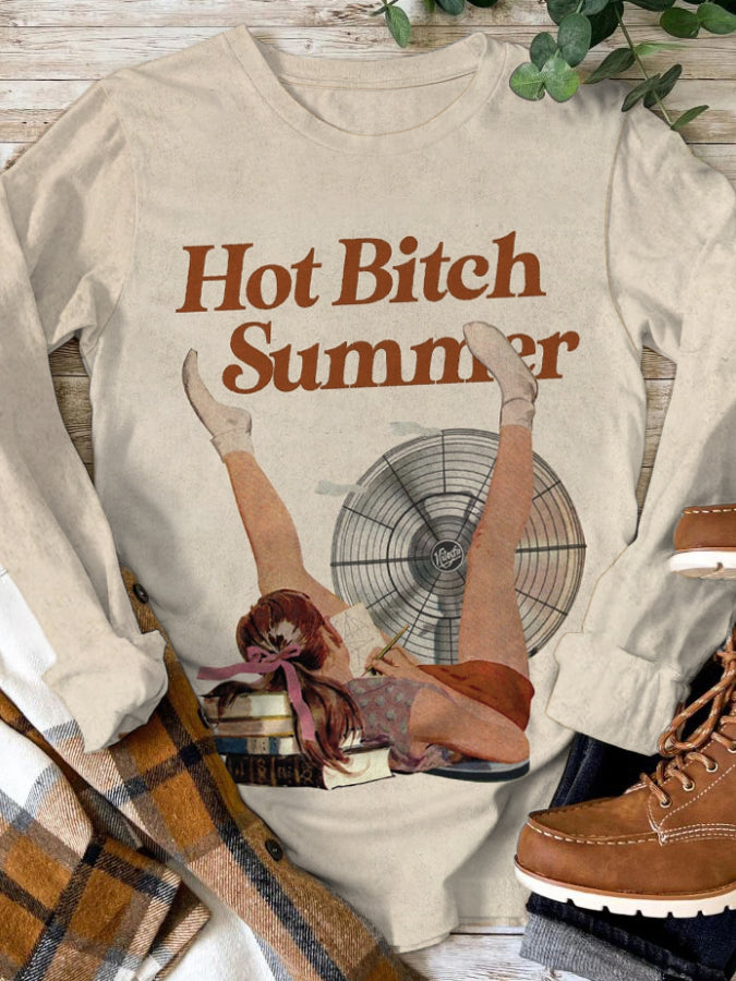 Hot Bitch Summer Funny Print Women Tops