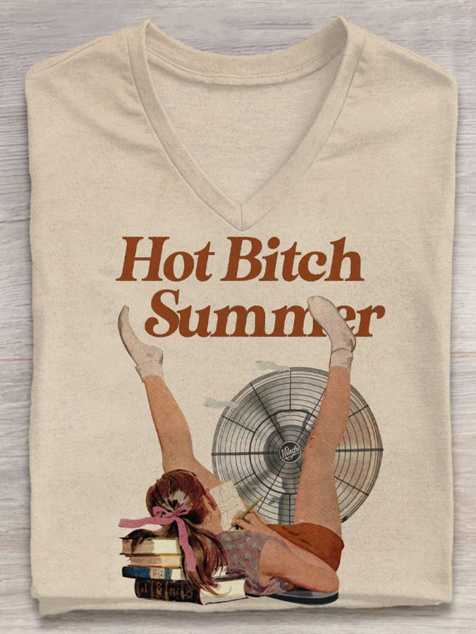 Hot Bitch Summer Funny Print Women Tops