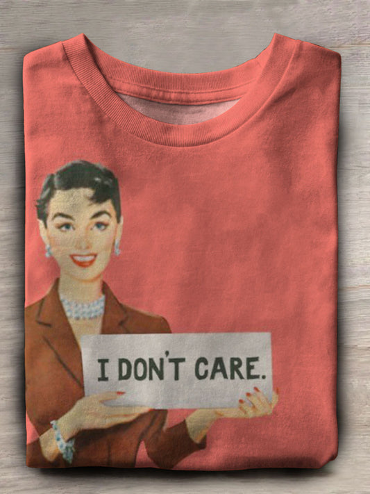 Women's I Don't Care Print Casual Casual Tops